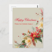クリスマスバラ水彩はがき |お名前 ポストカード (正面/裏面)