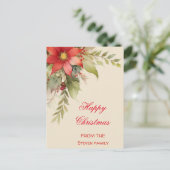 クリスマスバラ水彩はがき |お名前 ポストカード (スタンド正面)