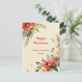 クリスマスバラ水彩はがき |お名前 ポストカード