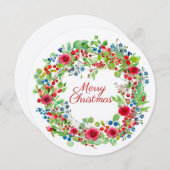 クリスマスバラ水彩リース シーズンカード (正面/裏面)