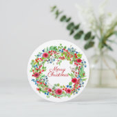 クリスマスバラ水彩リース シーズンカード (スタンド正面)