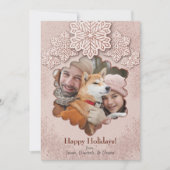 クリスマスバラ金ゴールドグリッタースノーフレーク写真 シーズンカード (正面)