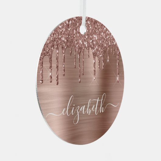 クリスマスバラ金ゴールドグリッター パーソナライズされた メタルオーナメント (正面右)