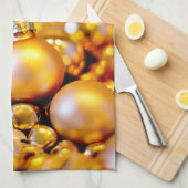 クリスマスバラ金ゴールドバウブル キッチンタオル (四つ折り)