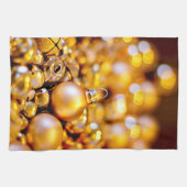 クリスマスバラ金ゴールドバウブル キッチンタオル (横)