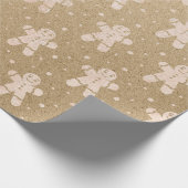 クリスマスバラ金ゴールドピンクジンジャーブレッドマンクラフト ラッピングペーパー (角)