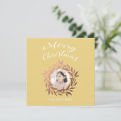 クリスマスバラ金ゴールドリースイエローホワイト写真 シーズンカード (スタンド正面)