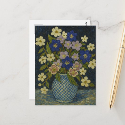 クリスマスバラ、ハナミズキと肝葉書 ポストカード (正面/裏面インサイチュ)