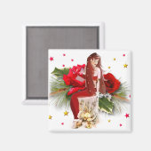 クリスマスバラ、磁石 マグネット (正面/裏面)