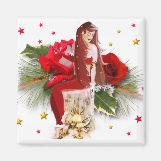 クリスマスバラ、磁石 マグネット (正面)