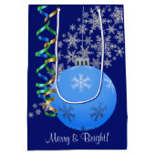 クリスマスバルブスノーフレークブルー ミディアムペーパーバッグ (裏面)