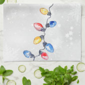 クリスマスバルブ、ストリングライト、休日 キッチンタオル (折り畳み)