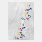 クリスマスバルブ、ストリングライト、休日 キッチンタオル (縦)