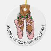 クリスマスバレエのスリッパパーソナライズされたセラミック セラミックオーナメント (正面)