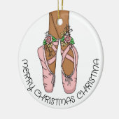 クリスマスバレエのスリッパパーソナライズされたセラミック セラミックオーナメント (左)