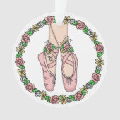 クリスマスバレエのスリッパーソナライズされたパー オーナメント (正面)
