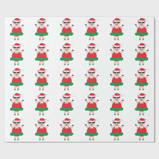 クリスマスバレエ豚 ラッピングペーパー (フラット)
