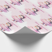 クリスマスバレリーナペンギンピンク ラッピングペーパー (角)