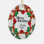 クリスマスバレーボールデザイン セラミックオーナメント (右)