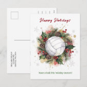 クリスマスバレーボールホリデーグリーティングカード シーズンポストカード (正面/裏面)