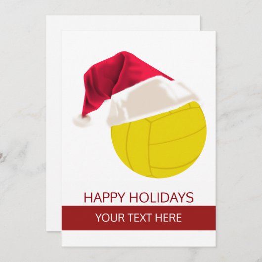クリスマスバレーボールボールサンタハットグリーティングカード シーズンカード (正面/裏面)