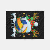 クリスマスバレーボールラバーサンタハットクリスマスライトR フリースブランケット (正面(横))