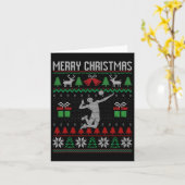 クリスマスバレーボール選手のクリスマススポーツ恋人醜い カード (黄色い花)