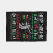 クリスマスバレーボール選手のクリスマススポーツ恋人醜い フリースブランケット (正面(横))