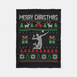 クリスマスバレーボール選手のクリスマススポーツ恋人醜い フリースブランケット