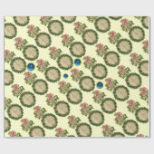 クリスマスバンジョー、ミスタントリー、ホリーベリー、ブルージェム ラッピングペーパー (フラット)