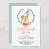 クリスマスバンドルの喜び冬の鹿ベビーシャワー 招待状 (正面/裏面)