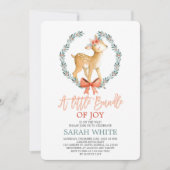 クリスマスバンドルの喜び冬の鹿ベビーシャワー 招待状 (正面)