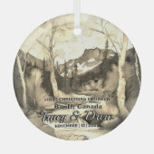 クリスマスバンフのカナダのマクシマリスト婚約したカップル ガラスオーナメント (正面)