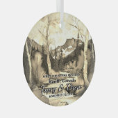 クリスマスバンフのカナダのマクシマリスト婚約したカップル ガラスオーナメント (正面右)