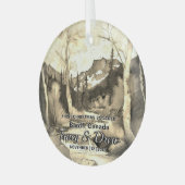 クリスマスバンフのカナダのマクシマリスト婚約したカップル ガラスオーナメント (正面左)