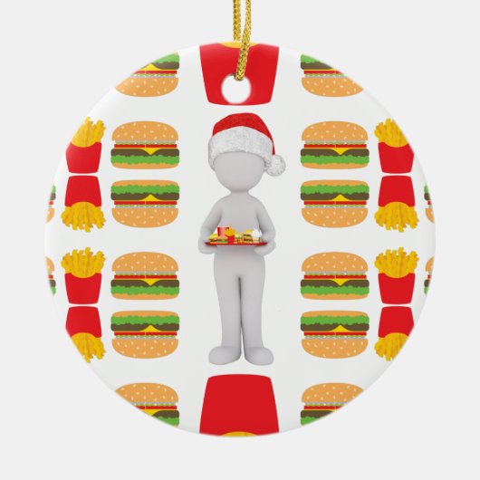 クリスマスバーガーサンタクロース セラミックオーナメント (正面)