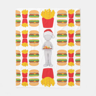 クリスマスバーガーサンタクロース フリースブランケット