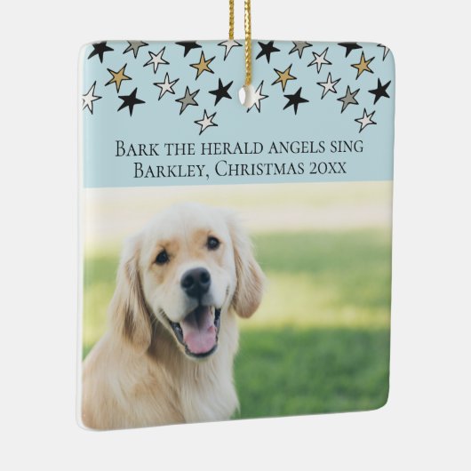 クリスマスバークザヘラルドエンジェルスが犬をテーマに歌う セラミックオーナメント (右)