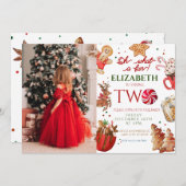 クリスマスバースデーパーティーとは何おもしろい2nd誕生日 招待状 (正面/裏面)