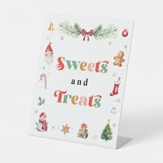 クリスマスバースデーパーティーのスイーツとお菓子 台座サイン (正面)