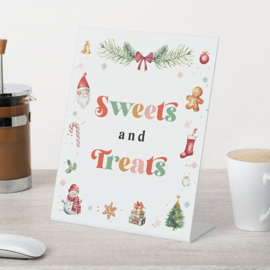 クリスマスバースデーパーティーのスイーツとお菓子 台座サイン (インサイチュ)