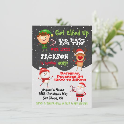 クリスマスバースデーパーティーの招待を歓迎する 招待状 (スタンド正面)