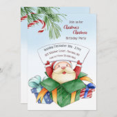 クリスマスバースデーパーティーウォーターカラー招待状 招待状 (正面/裏面)