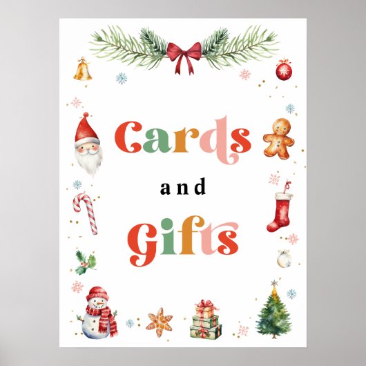 クリスマスバースデーパーティーカードとギフト ポスター (正面)