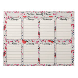 クリスマスバーズボタニカルウィークリープランナー ノートパッド