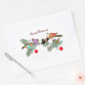 クリスマスバーディーズ聖歌隊ウクライナフォークアート 楕円形シール (封筒)