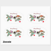 クリスマスバーディーズ聖歌隊ウクライナフォークアート 楕円形シール (シート)