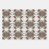 クリスマスバードとエバーグリーンのギフトラップセット ラッピングペーパーシート (正面2)