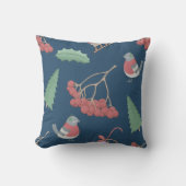 クリスマスバードとスリーズブルー クッション (正面)
