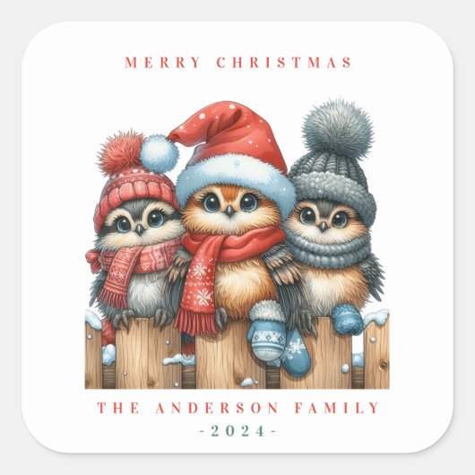 クリスマスバードのシール スクエアシール (正面)